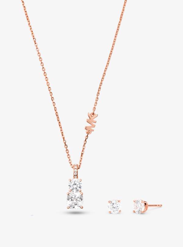 Damske Náhrdelník Michael Kors Precious Metal-Plated Sterling Silver Stone and Stud Earrings Set Ruzove Zlate - Šperky Michael Kors Obchod | HDABF-3105